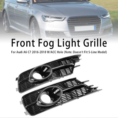 2016-2018 Audi A6 C7 with ACC Front Bumper Lower Light Cover Grille — Pair (4G0807647A)