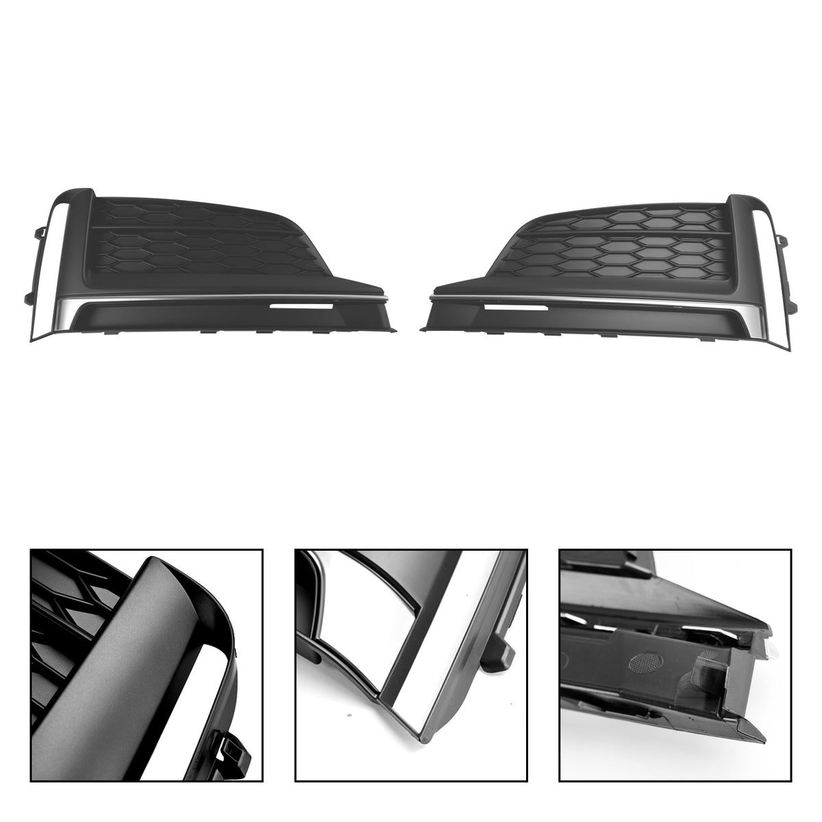 2018-2019 Audi A5 S-Line S5 Front Bumper Fog Light Grille Cover Trim — Pair (8W6807682FRU6)