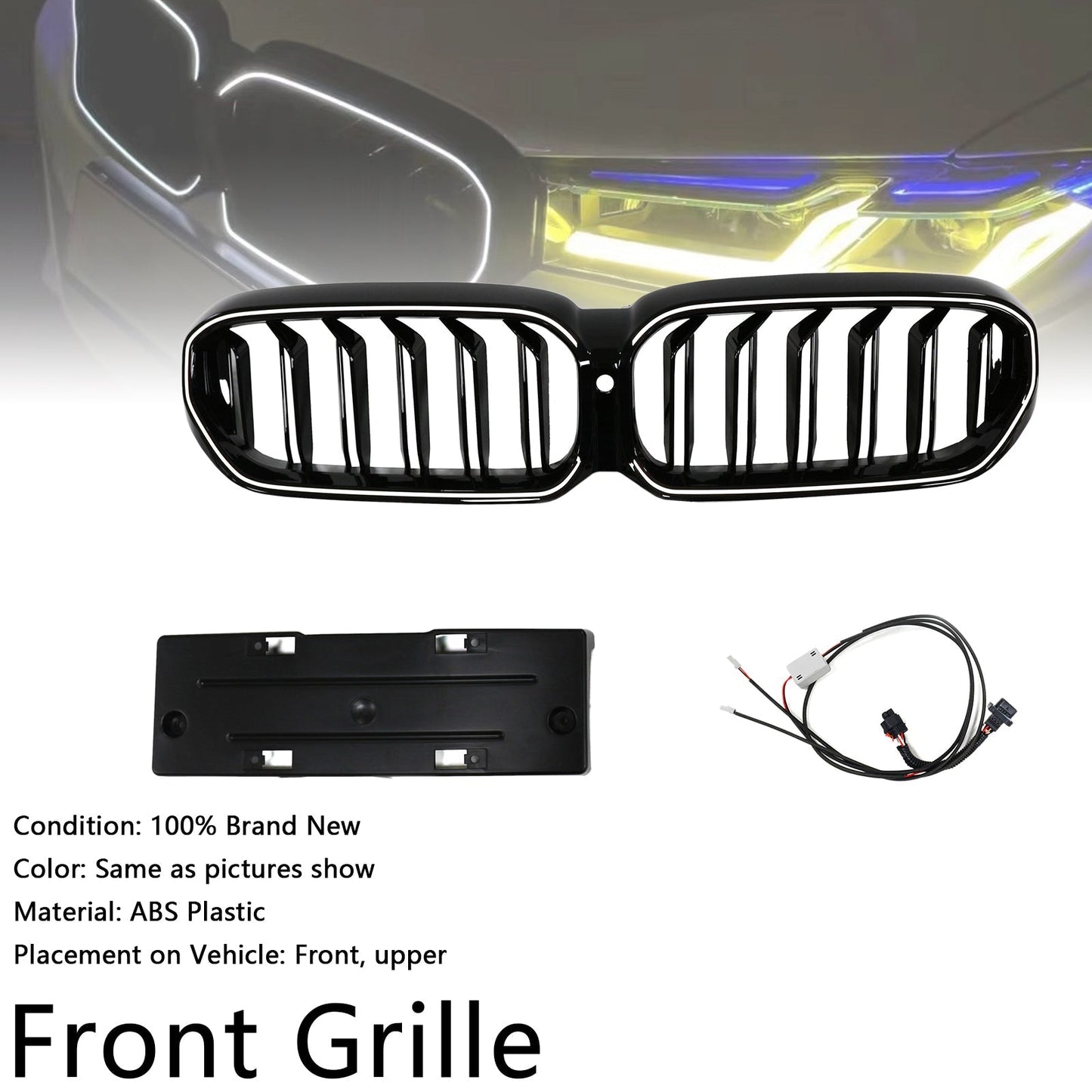 2021-2024 BMW 5 Series G30 G31 G38 Double Slat Gloss Black Front Kidney Grille