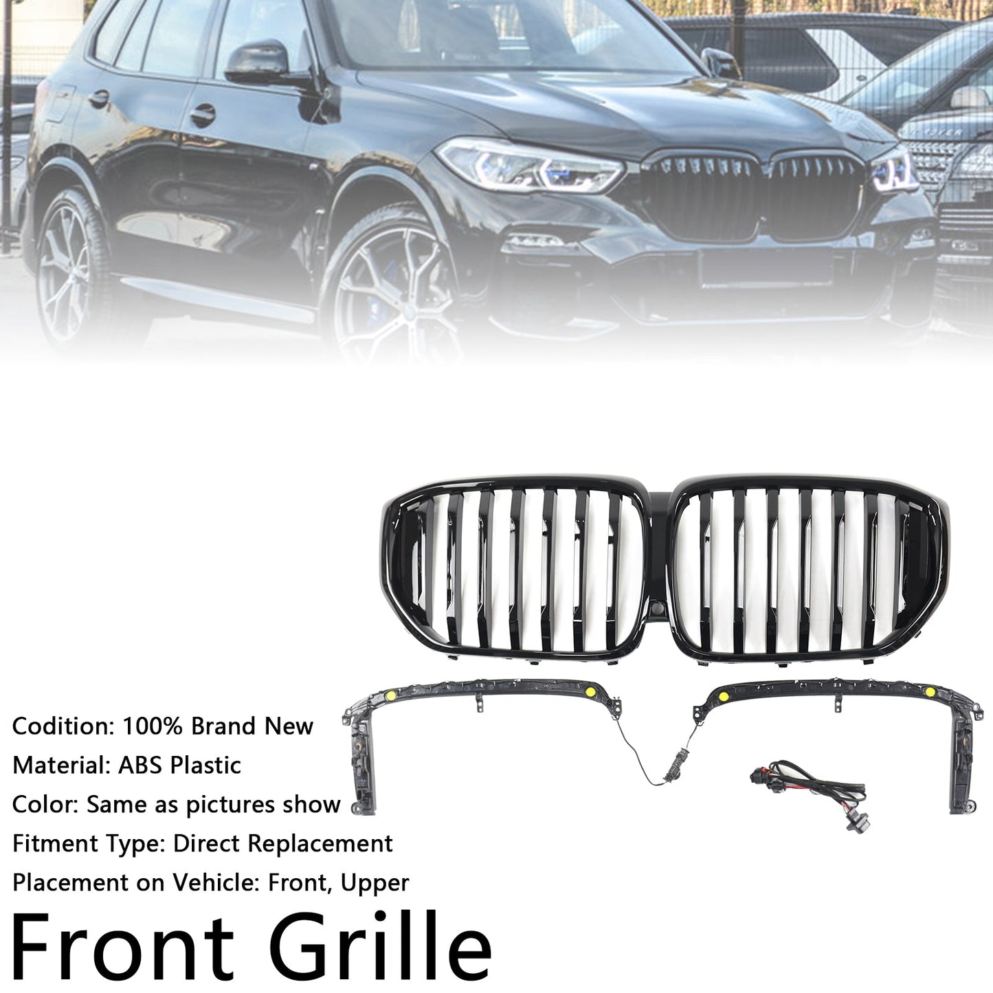 2019-2022 BMW X5 G05 M-Performance Gloss Black Front Kidney Grille (51137454887)