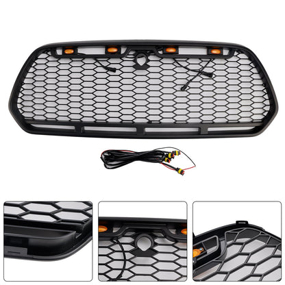 Matt Black Front Bumper Grill Grille Fit Ford Transit MK8 2015-2018 Raptor w/LED