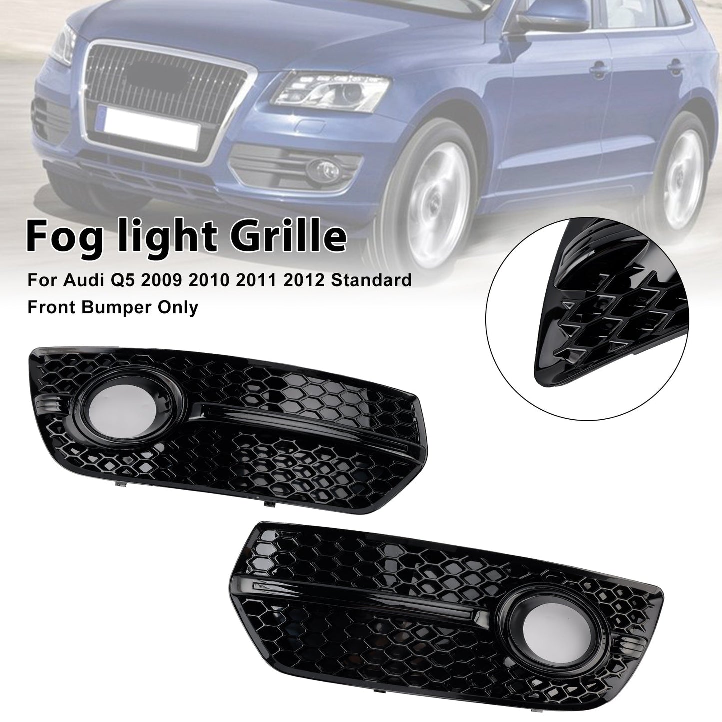 2009-2012 Audi Q5 Front Bumper Fog Light Lamp Cover — Pair