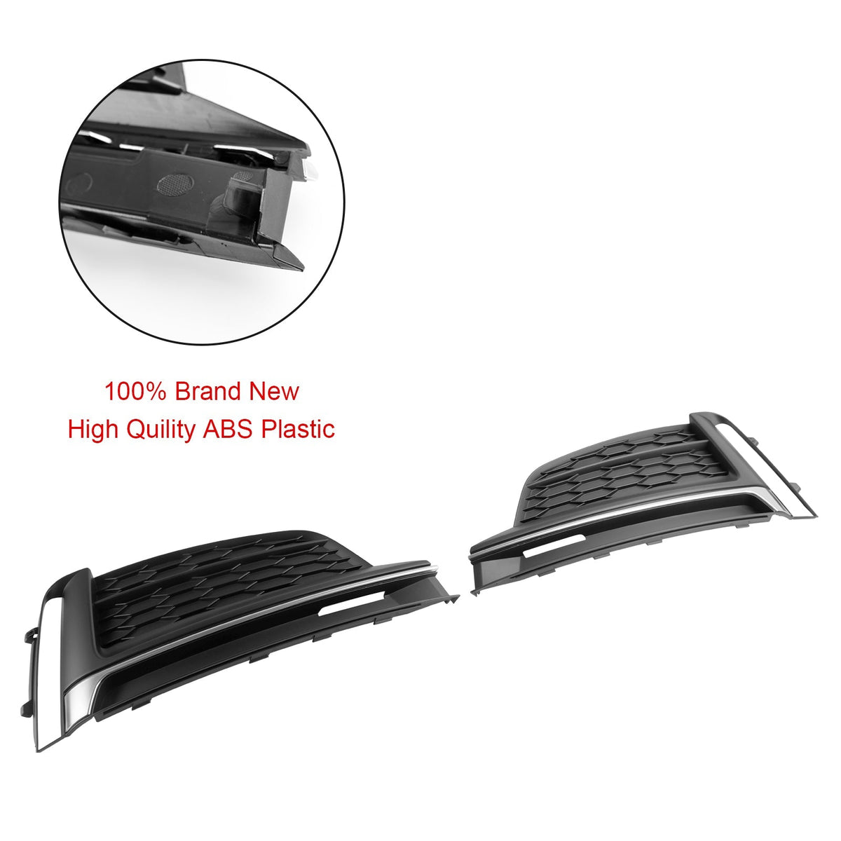 2018-2019 Audi A5 S-Line S5 Front Bumper Fog Light Grille Cover Trim — Pair (8W6807682FRU6)