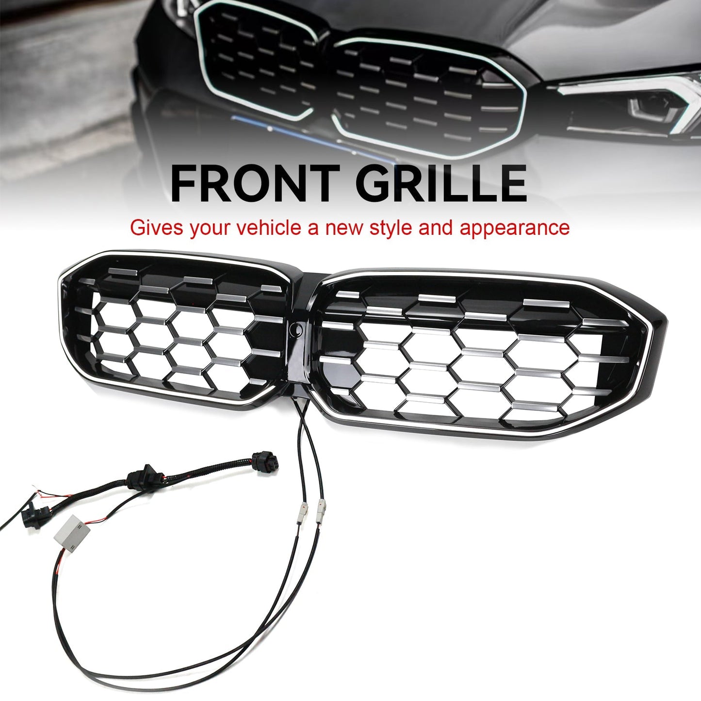 2023-2024 BMW 3 Series G20 G21 G28 Diamond Black Silver Front Kidney Grille Mesh