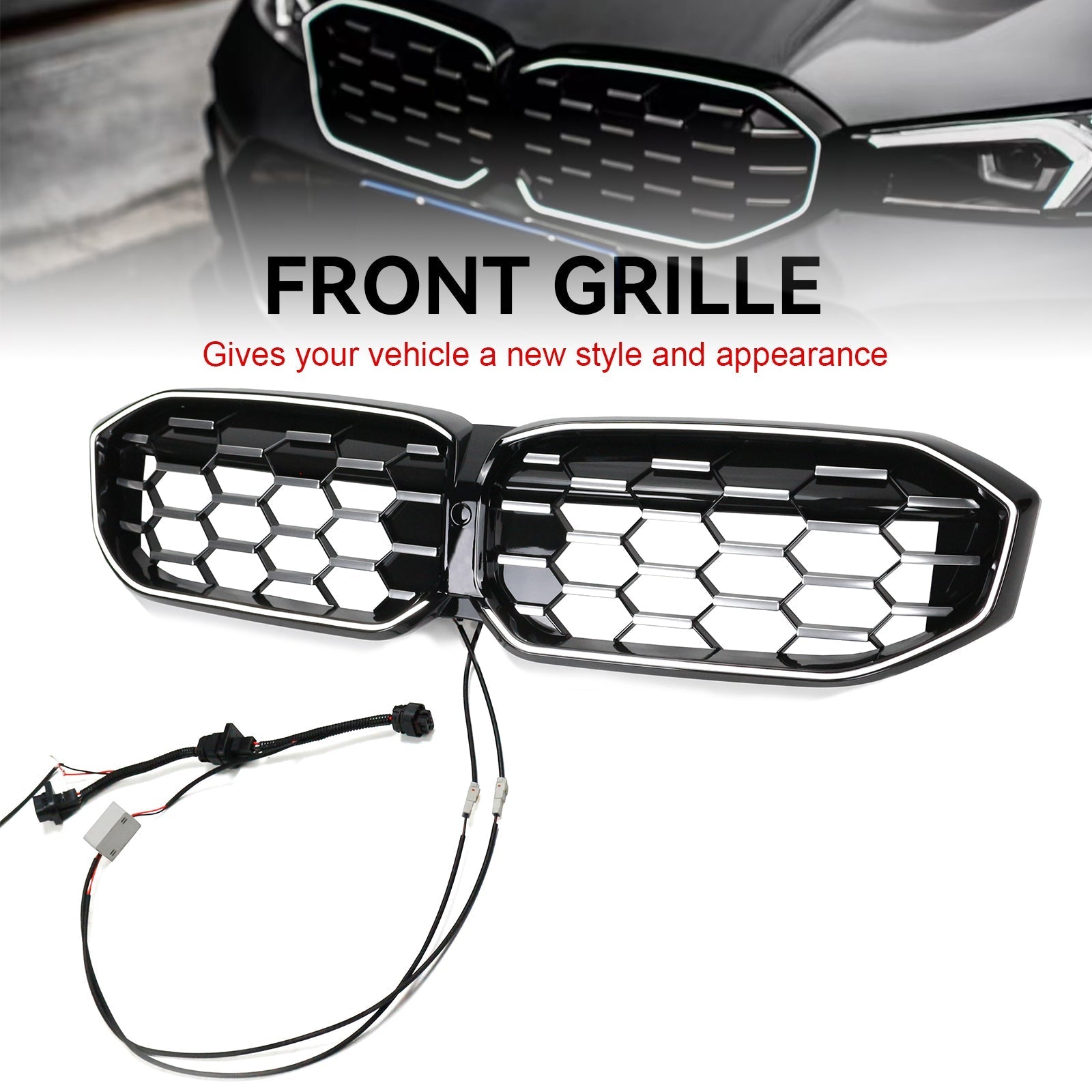 2023-2024 BMW 3 Series G20 G21 G28 Diamond Black Silver Front Kidney Grille Mesh