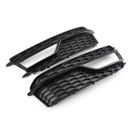 2013-2016 Audi A5 S5 Black Front Fog Lamp Trim Grill — Pair (8T0807681K)