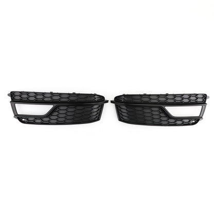 2013-2016 Audi A5 S-Line S5 Black Front Fog Lamp Trim Grill — Pair