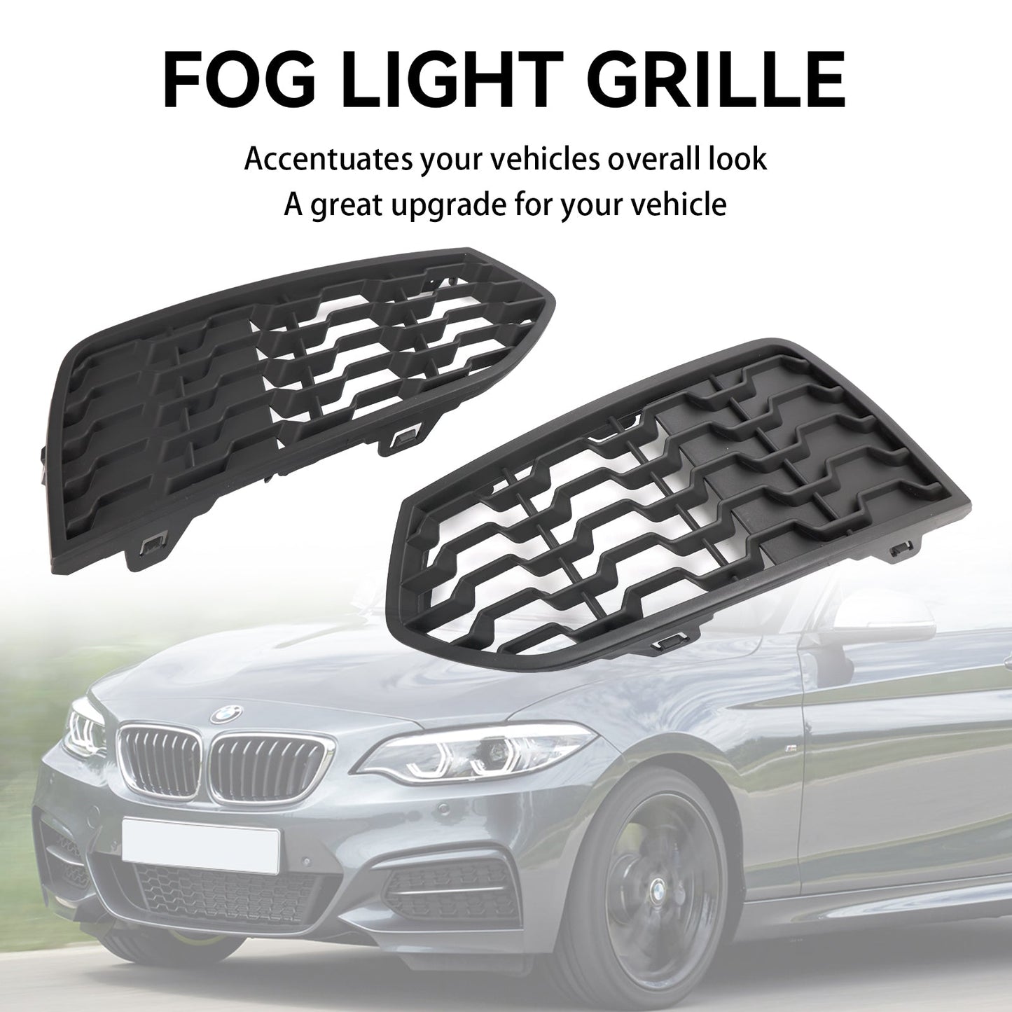 2012-2017 BMW 2 Series F23 M Sport Front Bumper Fog Light Grille — Pair (51118056797 / 51118056798)