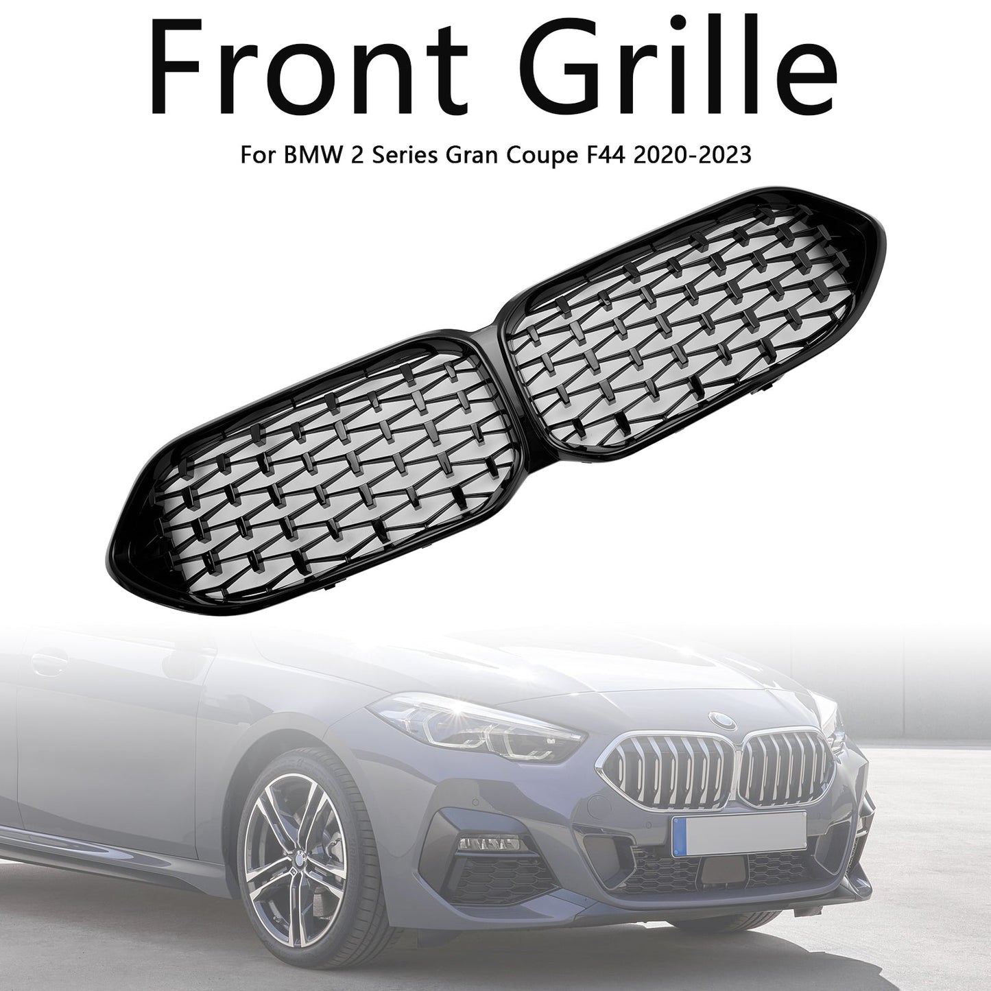 2020-2023 BMW 2 Series F44 Coupe M Diamond Gloss Black Front Kidney Grille (51135A39378)