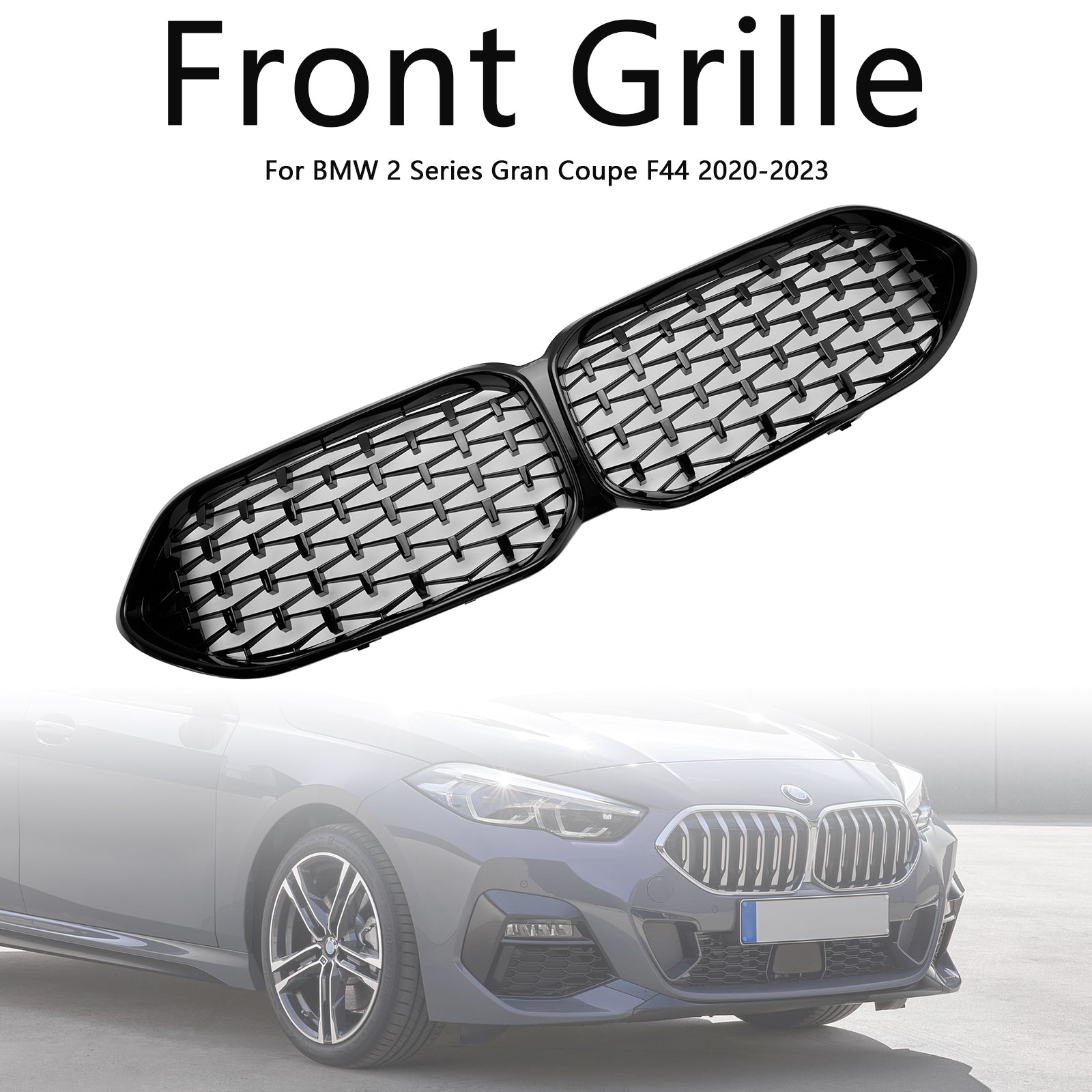 2020-2023 BMW 2 Series F44 Coupe M Diamond Gloss Black Front Kidney Grille (51135A39378)