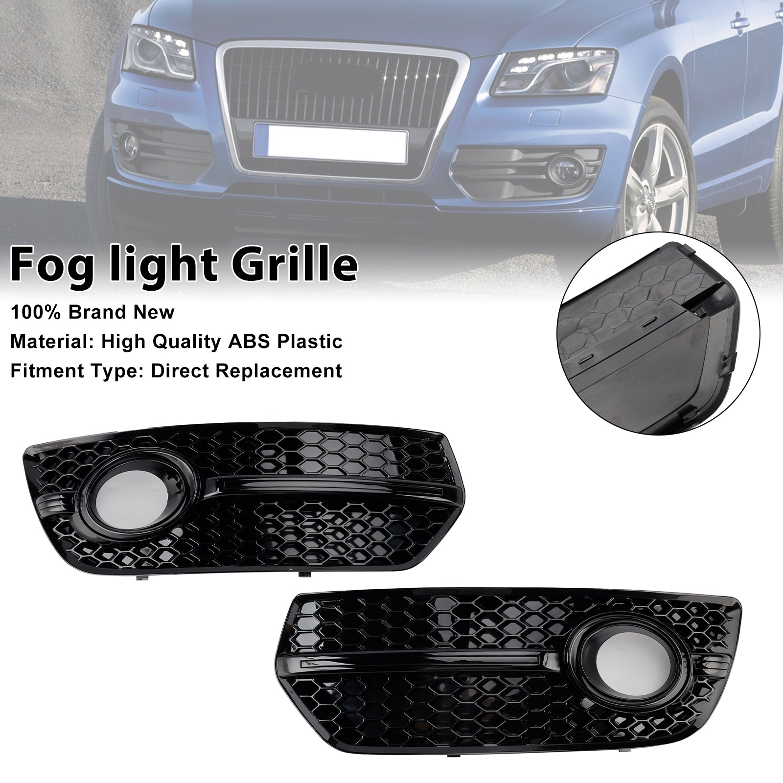 2009-2012 Audi Q5 Front Bumper Fog Light Lamp Cover — Pair