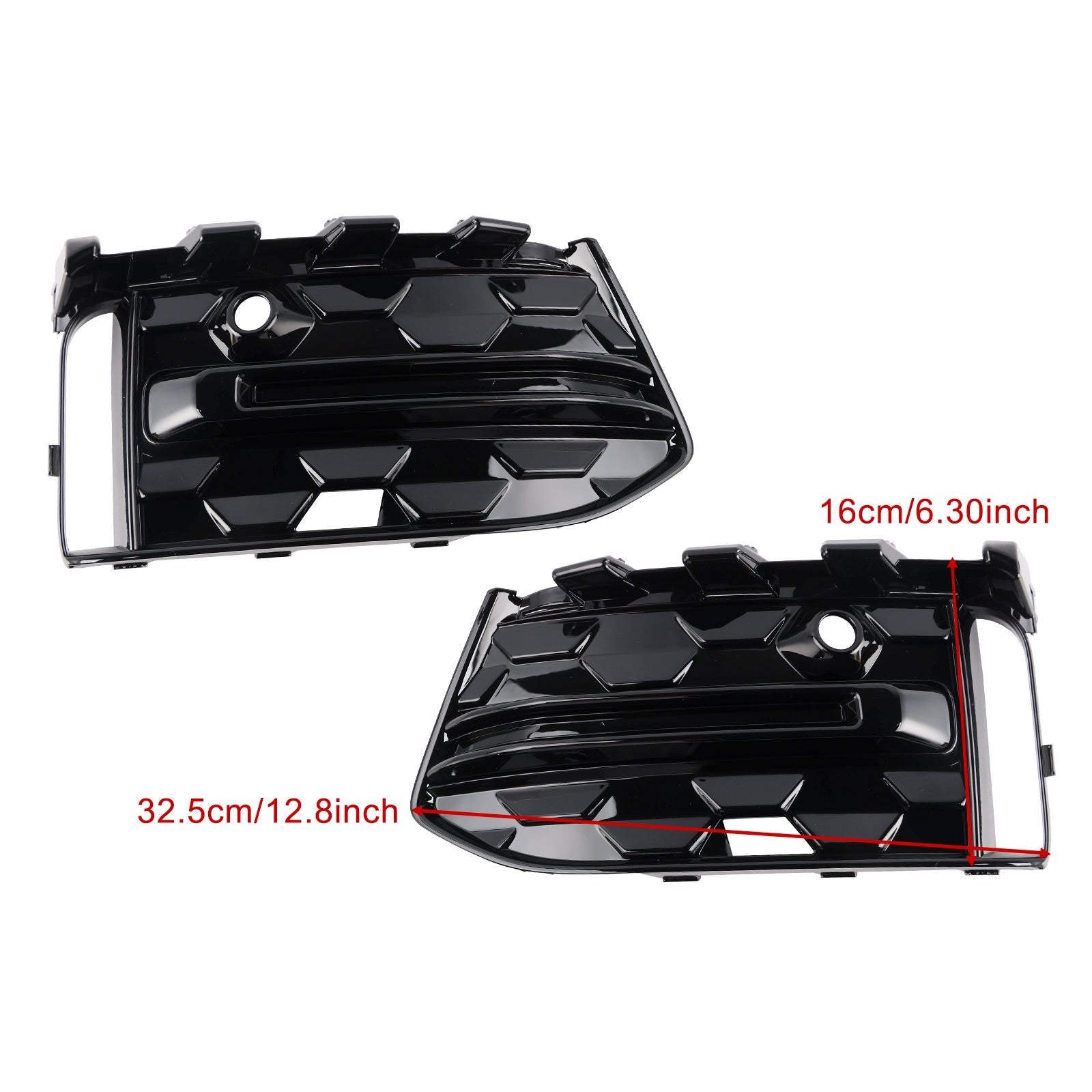 2023+ Audi A6L C8PA Black Front Bumper Fog Light Grille Trim — Pair