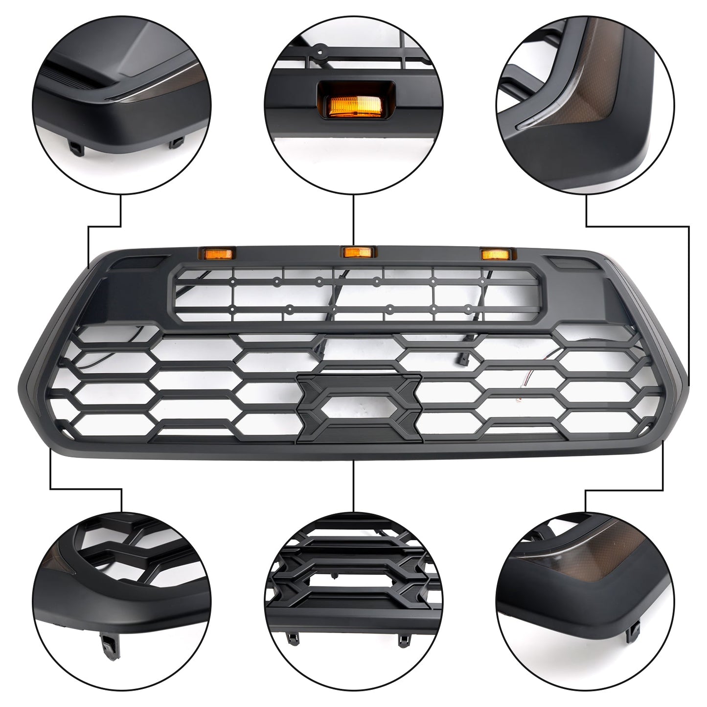 Toyota Tacoma 2016-2023 Front Bumper Grill W/ LED Lights Side Lights
