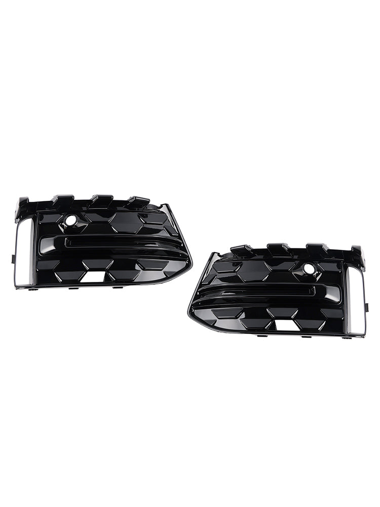 2023+ Audi A6L C8PA Black Front Bumper Fog Light Grille Trim — Pair