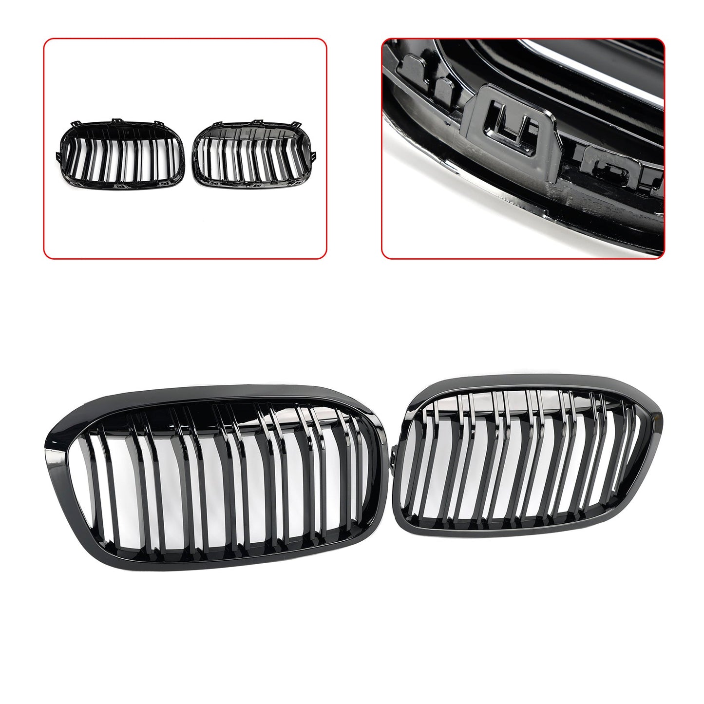 2018-2021 BMW 2 Series F45 F46 Gloss Black Front Kidney Grille — Pair