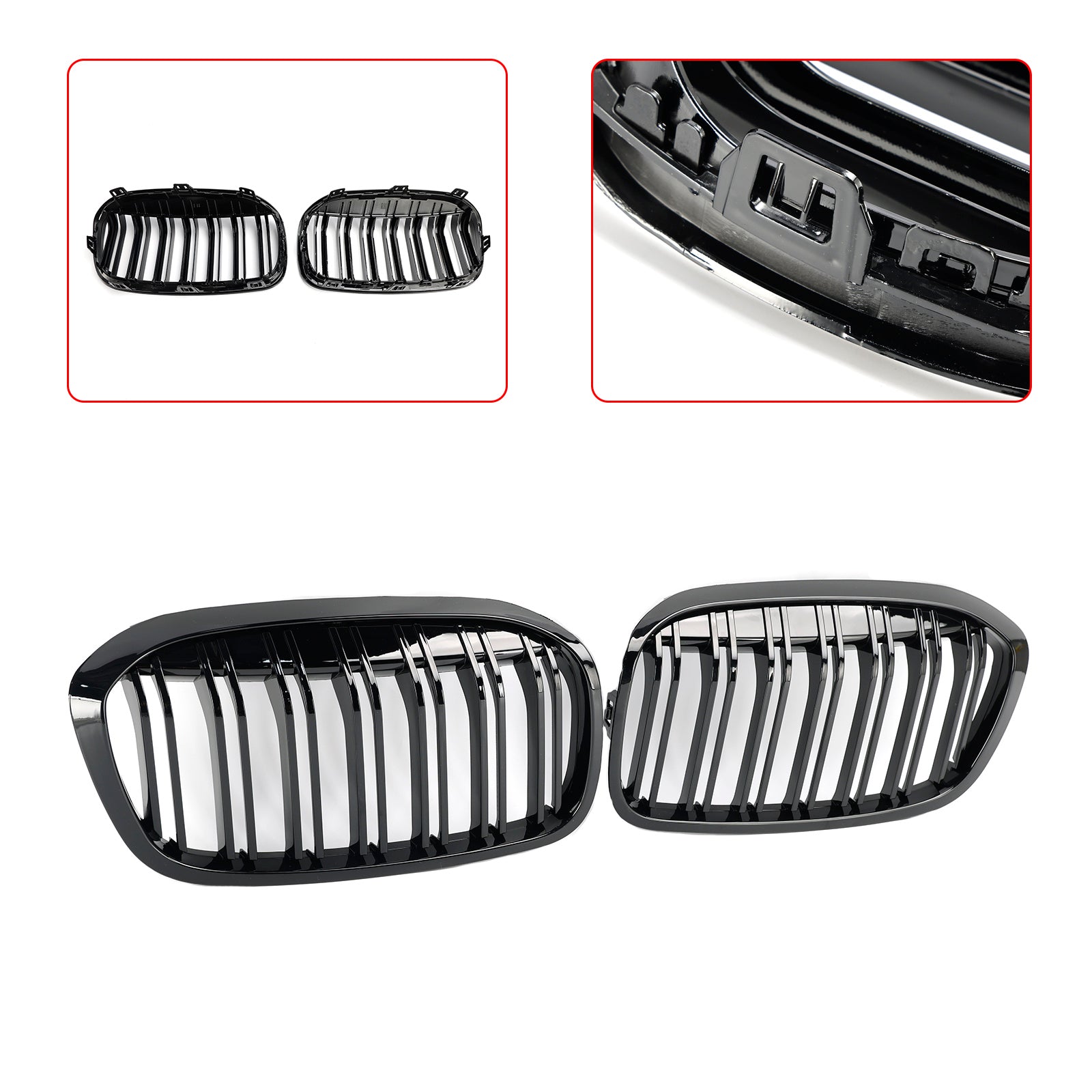 2018-2021 BMW 2 Series F45 F46 Gloss Black Front Kidney Grille — Pair