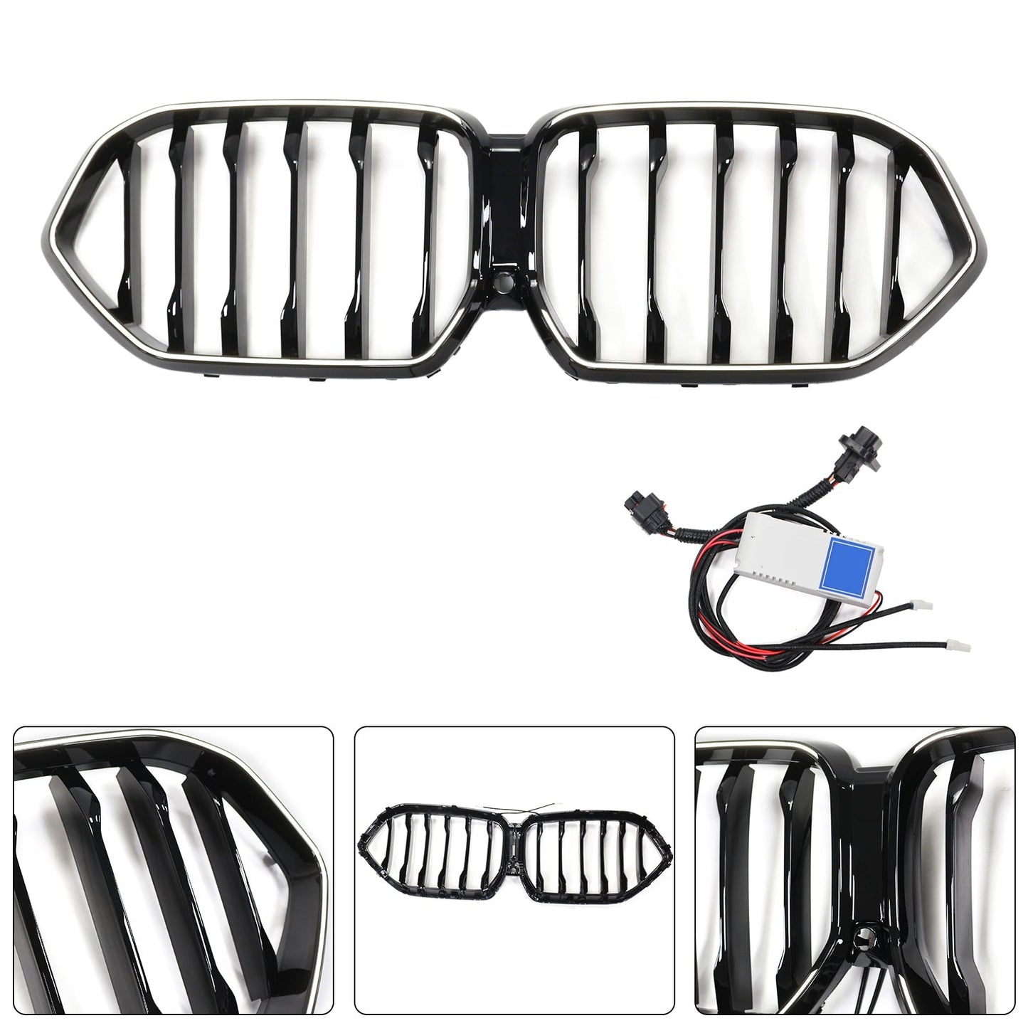 2020-2022 BMW X6 G06 M50i Black Front Bumper Grille with Camera Hole