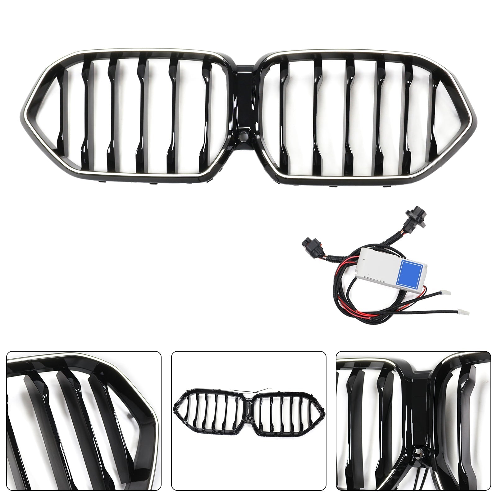 2020-2022 BMW X6 G06 M50i Black Front Bumper Grille with Camera Hole