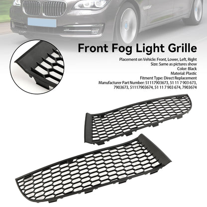 2009-2015 BMW 7 Series F01 F02 Front Bumper Lower Grille — Pair (51117903673 / 51117903674)