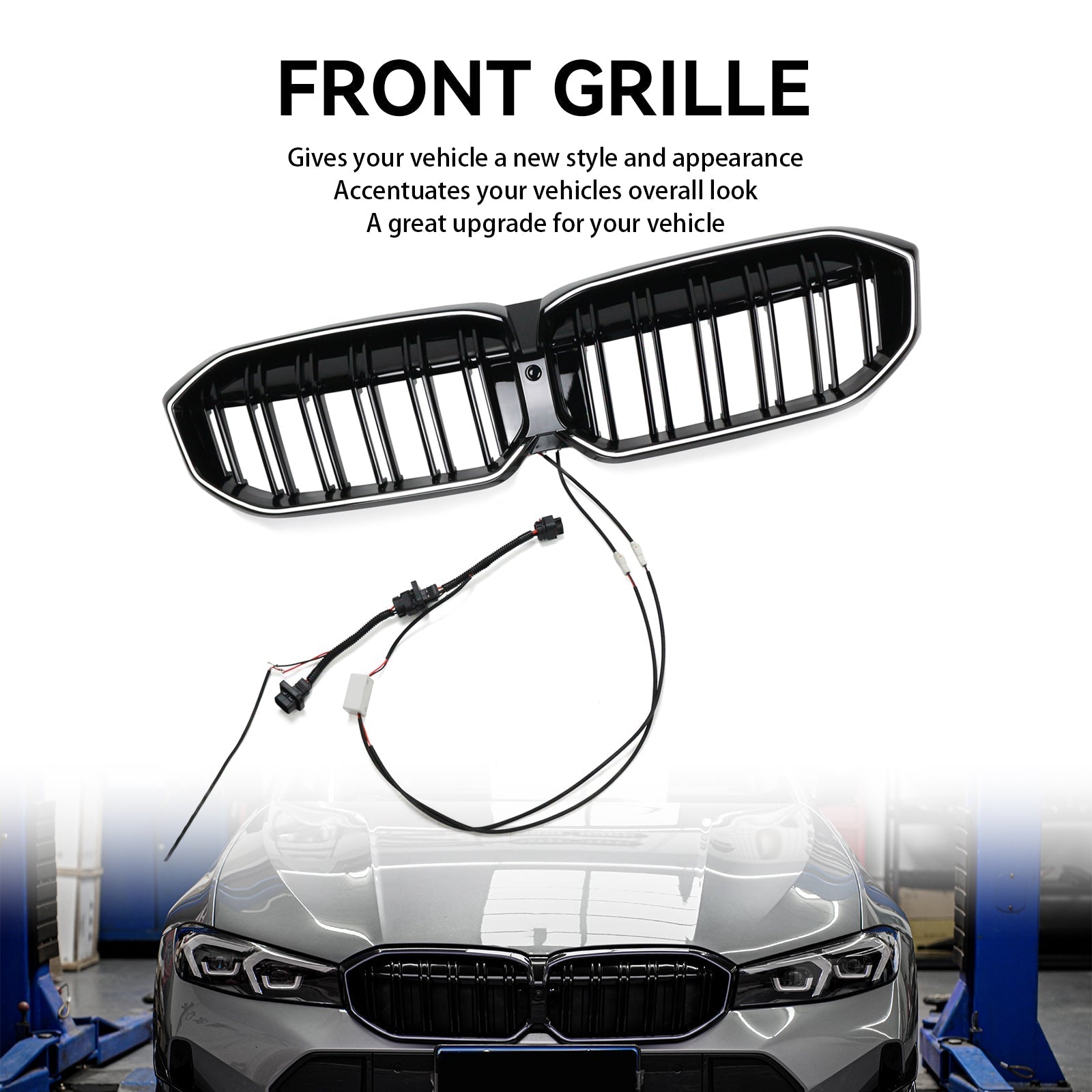 2023-2024 BMW 3 Series G20 G21 G28 Double Line Black Front Kidney Grille Mesh