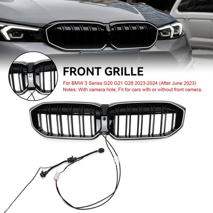 2023-2024 BMW 3 Series G20 G21 G28 Double Line Black Front Kidney Grille Mesh