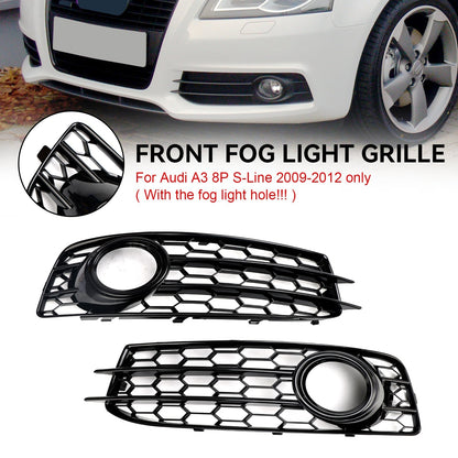 2009-2012 Audi A3 8P S-Line Honeycomb Front Bumper Fog Light Grill Cover