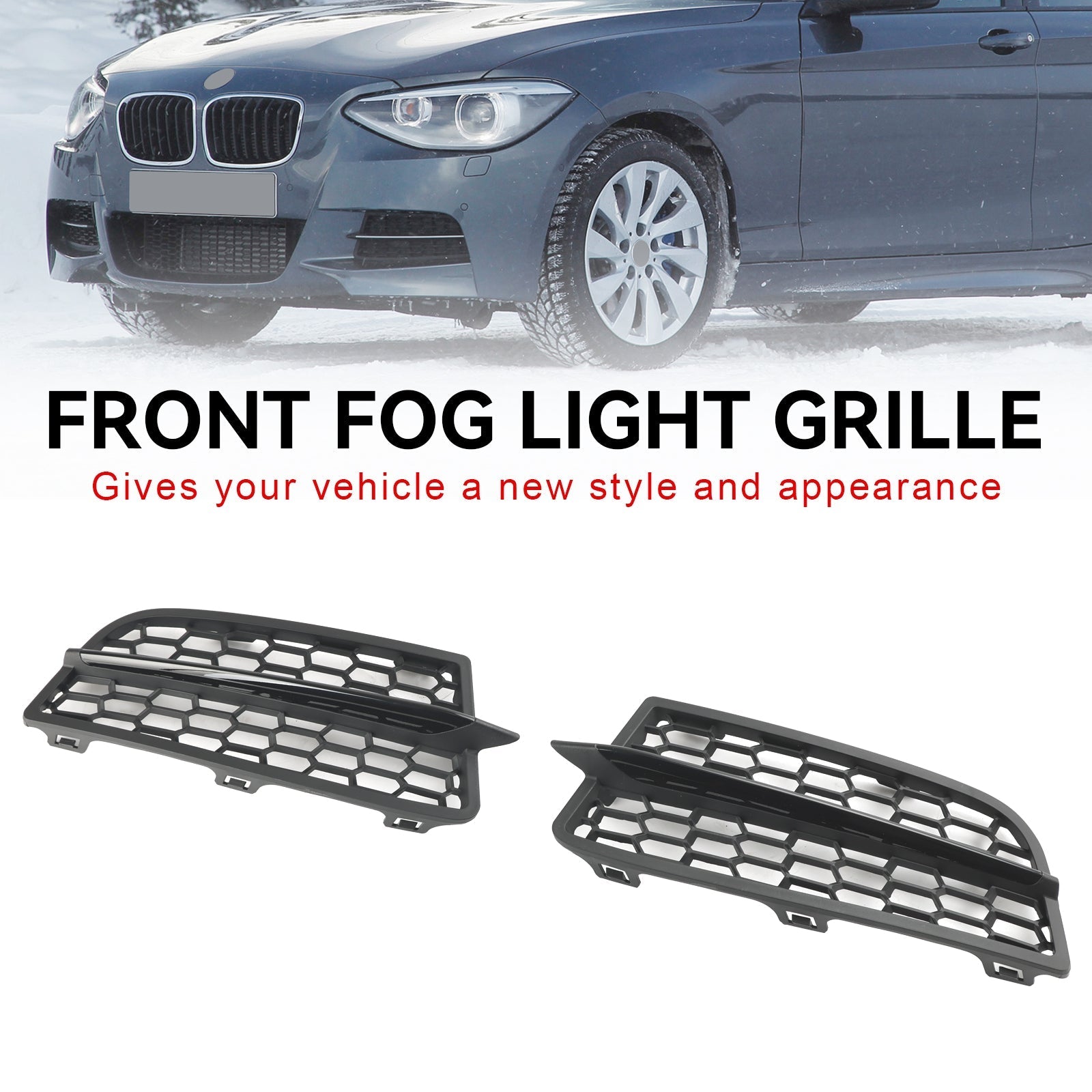 2011-2015 BMW 1 Series F20 F21 M Front Bumper Fog Light Cover Grille — Pair (51118053803 / 51118053804)