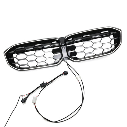 2023-2024 BMW 3 Series G20 G21 G28 Diamond Black Silver Front Kidney Grille Mesh
