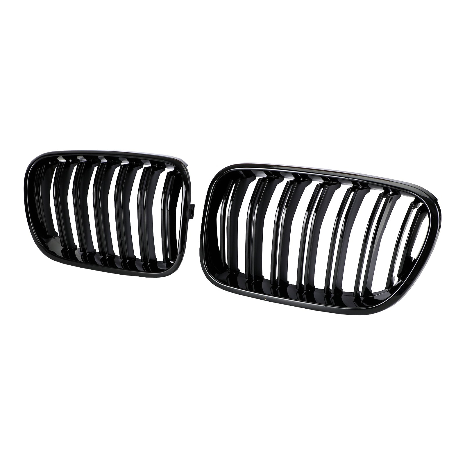 2010-2014 BMW X3 F25 Pre-Facelift Gloss Black Front Bumper Kidney Grill — Pair (51712297589 / 51117210725)