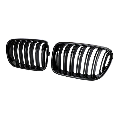 2010-2014 BMW X3 F25 Pre-Facelift Gloss Black Front Bumper Kidney Grill — Pair (51712297589 / 51117210725)