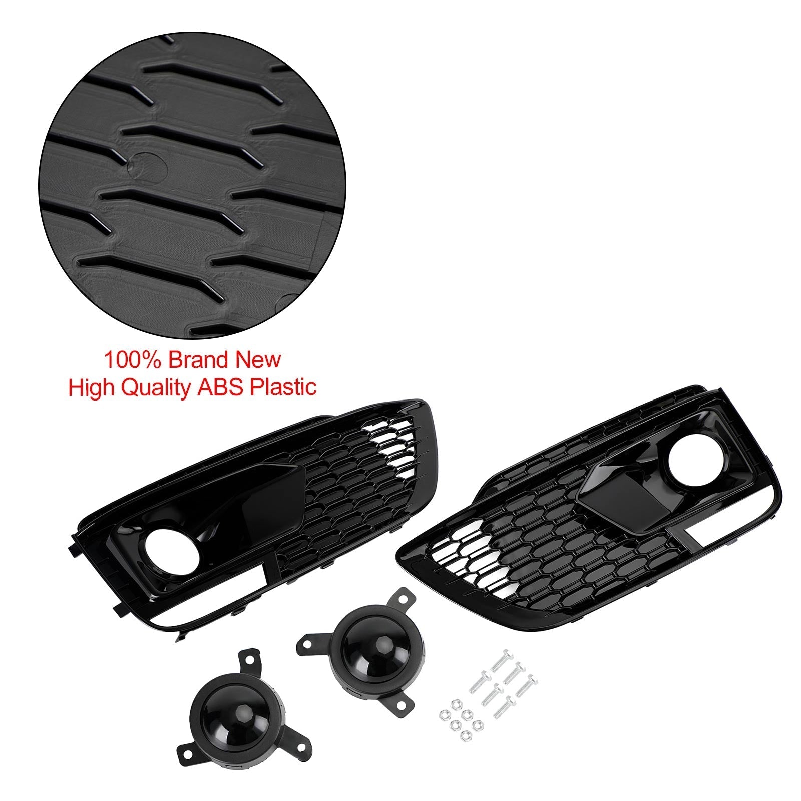 2018-2020 Audi Q5 SQ5 RSQ5 Style Black Front Honeycomb Fog Lamp Grille Cover