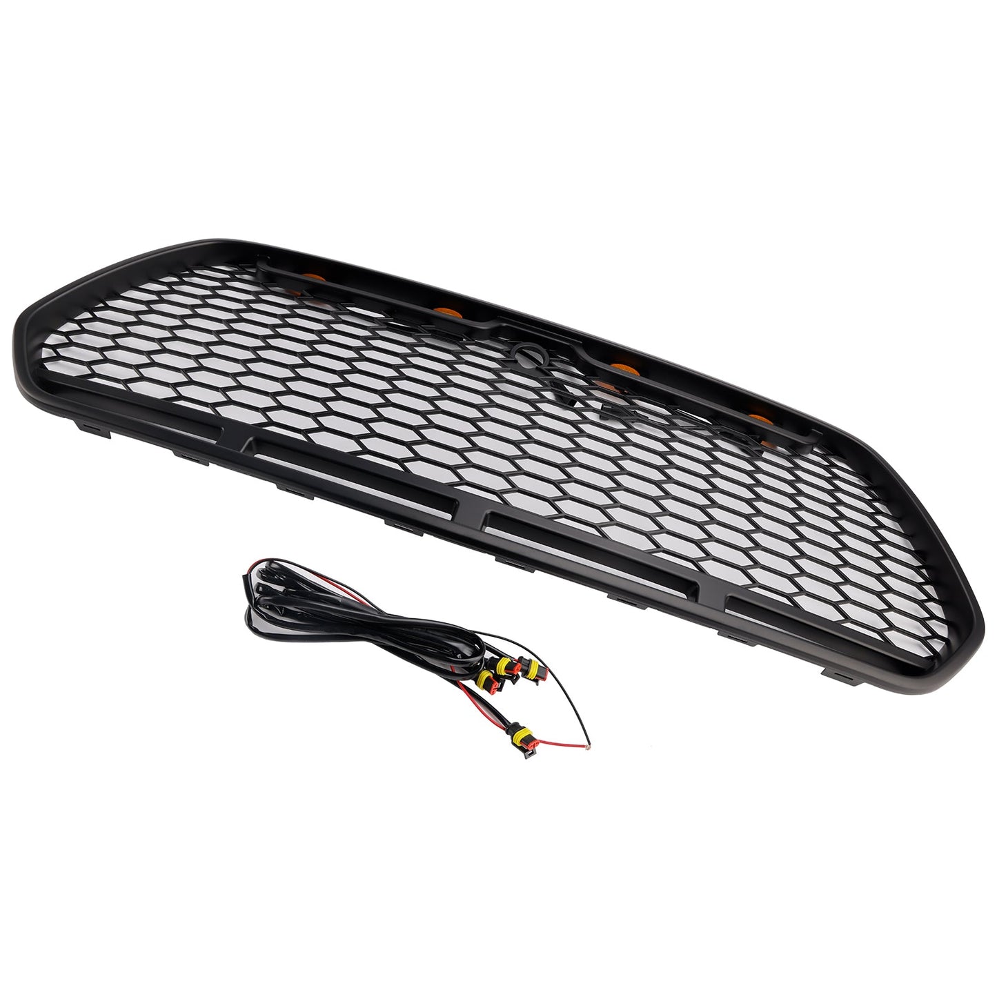 Matt Black Front Bumper Grill Grille Fit Ford Transit MK8 2015-2018 Raptor w/LED