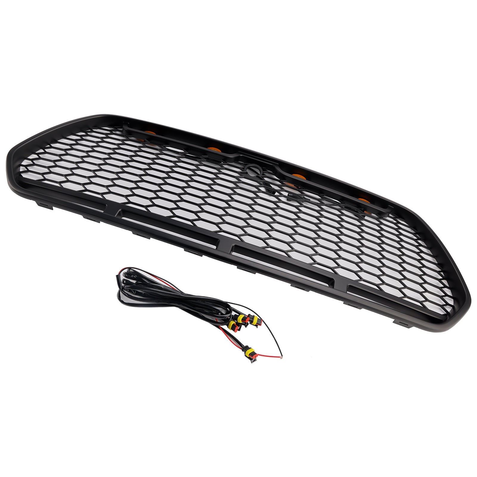 Matt Black Front Bumper Grill Grille Fit Ford Transit MK8 2015-2018 Raptor w/LED
