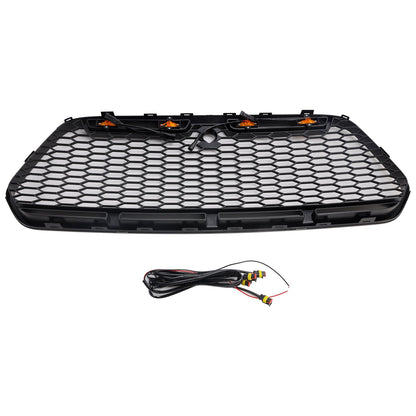 Matt Black Front Bumper Grill Grille Fit Ford Transit MK8 2015-2018 Raptor w/LED