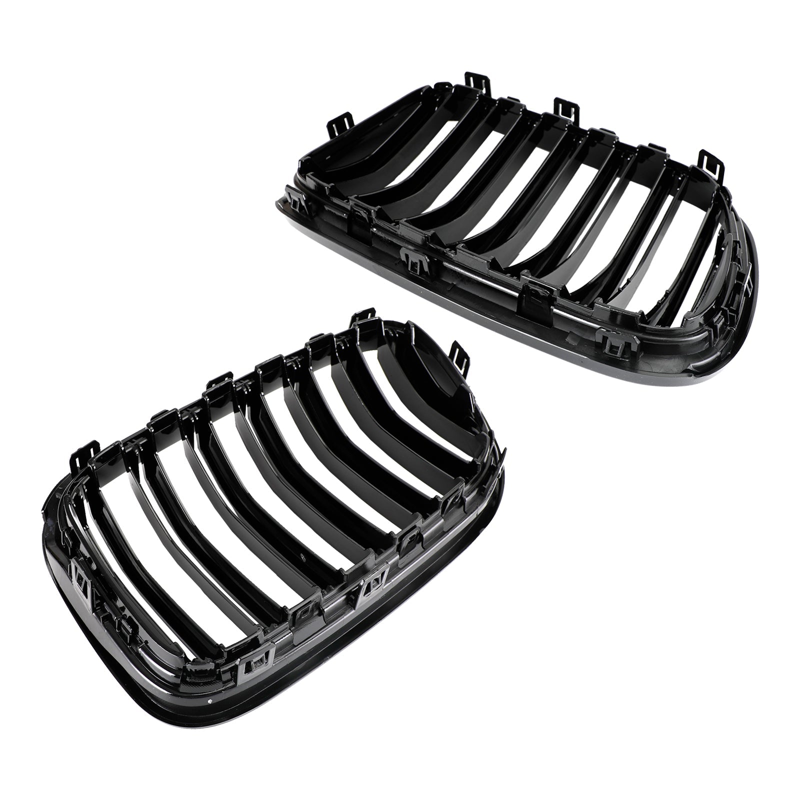 2010-2014 BMW X3 F25 Pre-Facelift Gloss Black Front Bumper Kidney Grill — Pair (51712297589 / 51117210725)