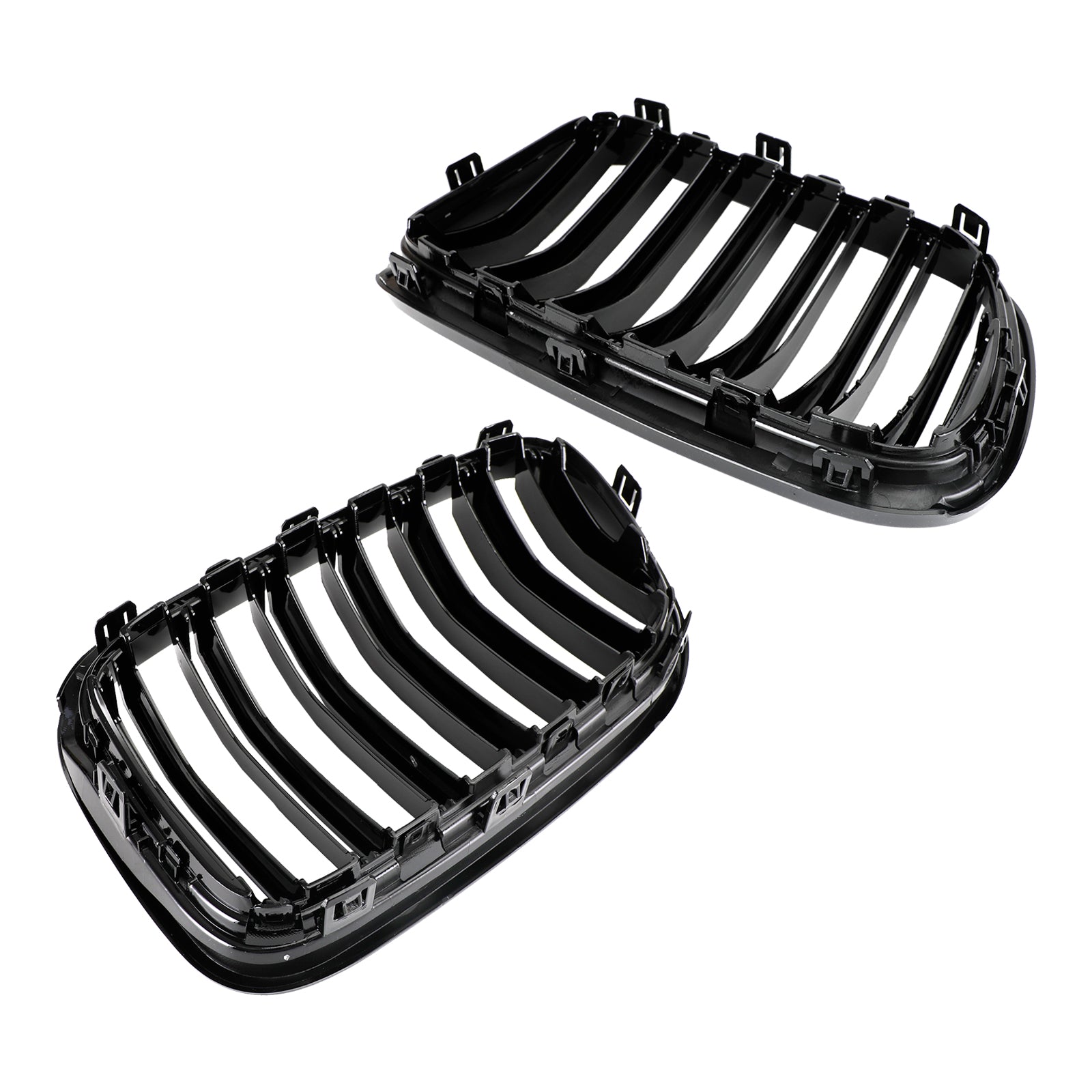 2010-2014 BMW X3 F25 Pre-Facelift Gloss Black Front Bumper Kidney Grill — Pair (51712297589 / 51117210725)