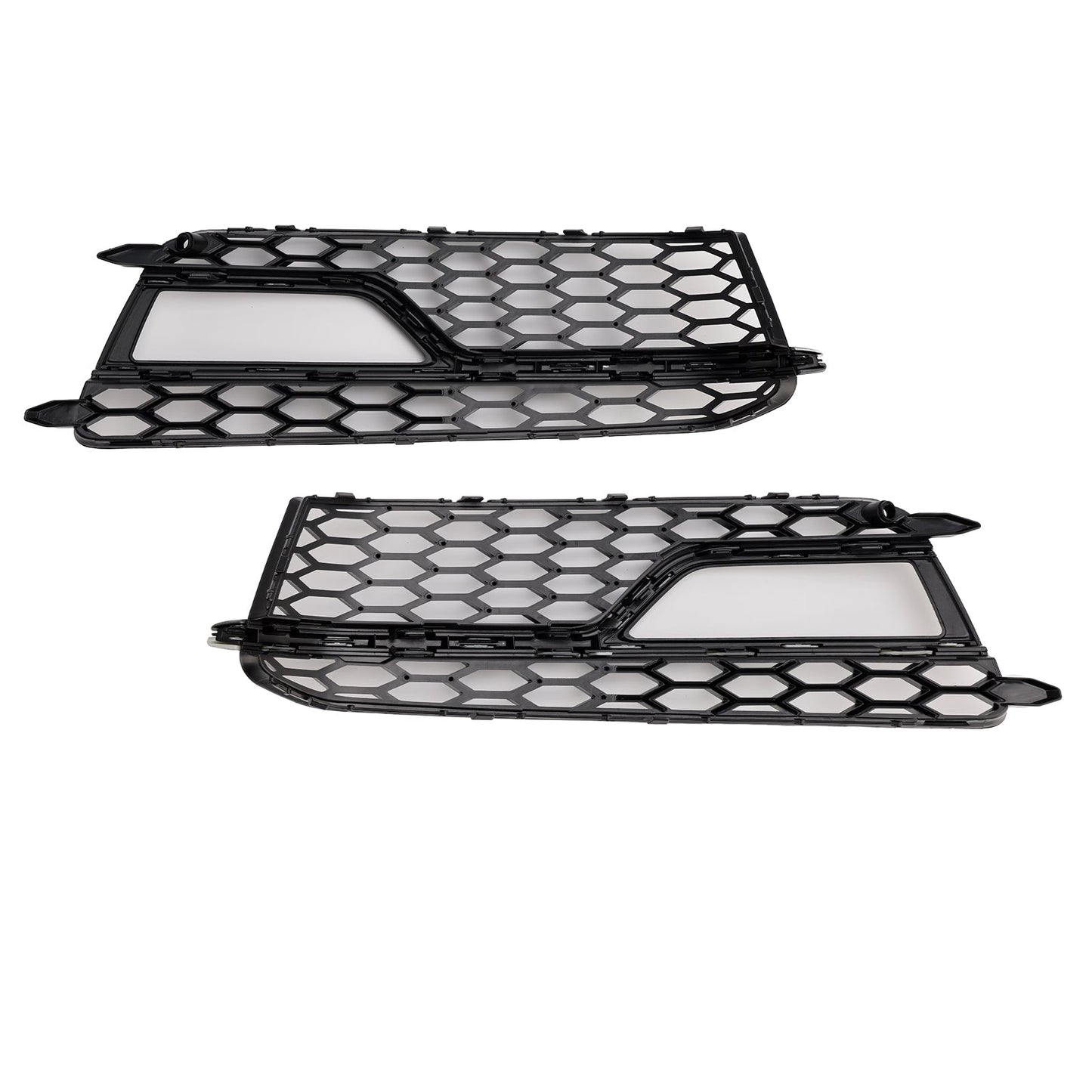 2013-2016 Audi A5 S-Line S5 Black Front Fog Lamp Grill Grille — Pair (8T0807681K / 8T0807682K)