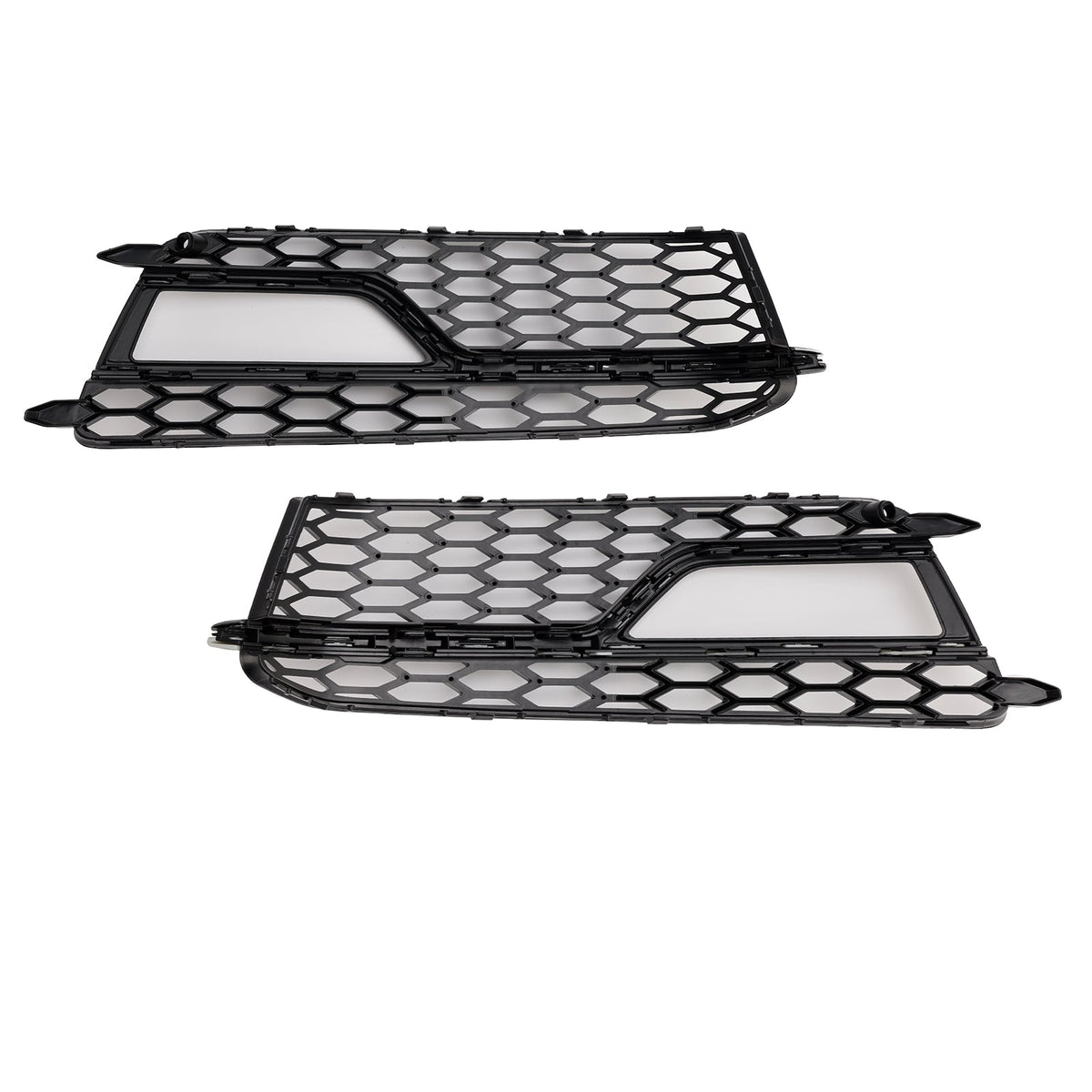 2013-2016 Audi A5 S-Line S5 Black Front Fog Lamp Grill Grille — Pair (8T0807681K / 8T0807682K)