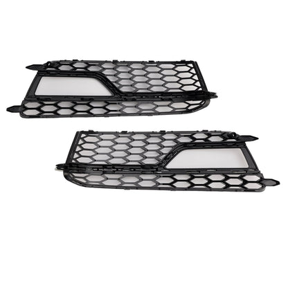2013-2016 Audi A5 S-Line S5 Black Front Fog Lamp Grill Grille — Pair (8T0807681K / 8T0807682K)