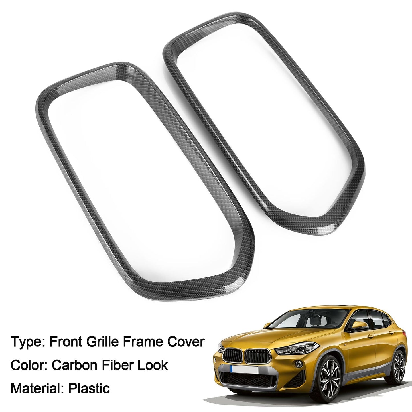 2018-2021 BMW X2 F39 Carbon Fiber Front Bumper Grill Frame Cover Trim