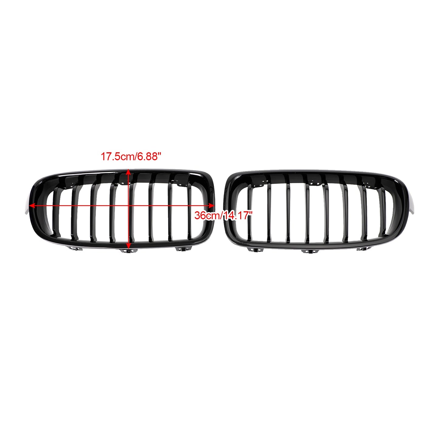 2012-2019 BMW 3 Series F30 F31 F35 Gloss Black Front Kidney Grill — Pair (51137263481 / 51137263482)