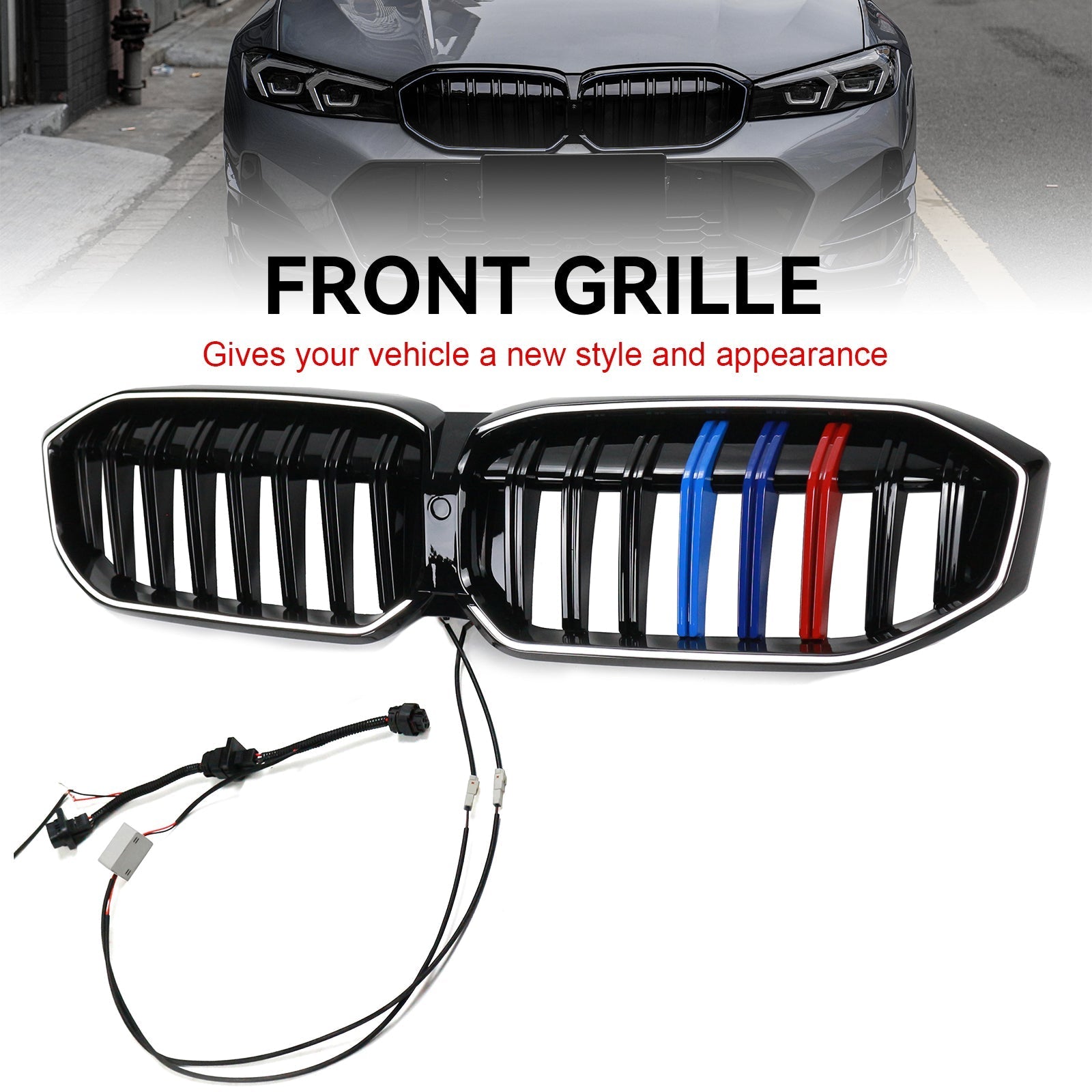 2023-2024 BMW 3 Series G20 G21 G28 Gloss Black Front Kidney Grille Mesh