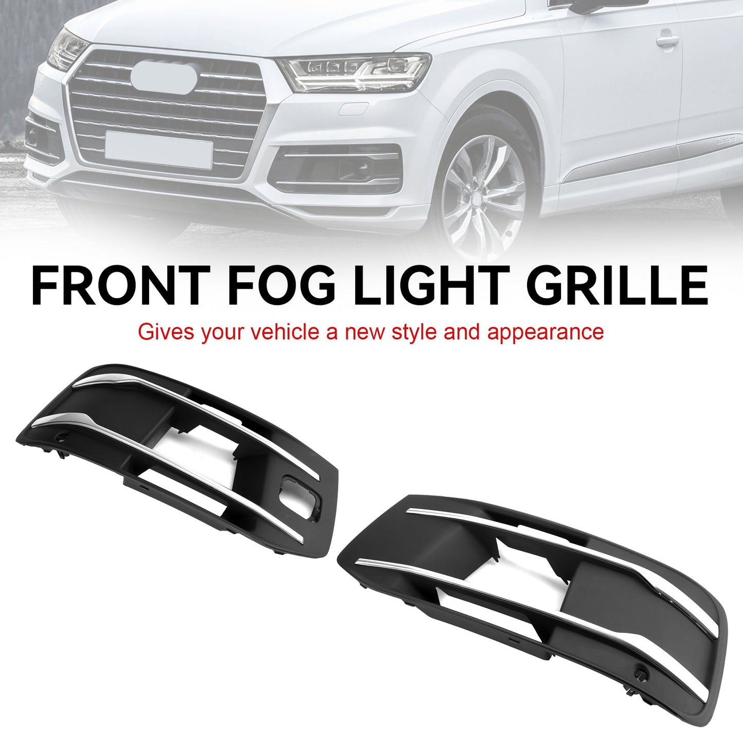 2016-2019 Audi Q7 Front Bumper Fog Light Grille Bezel Insert (4M0807682T4W3 / 4M0807682AAEFA)