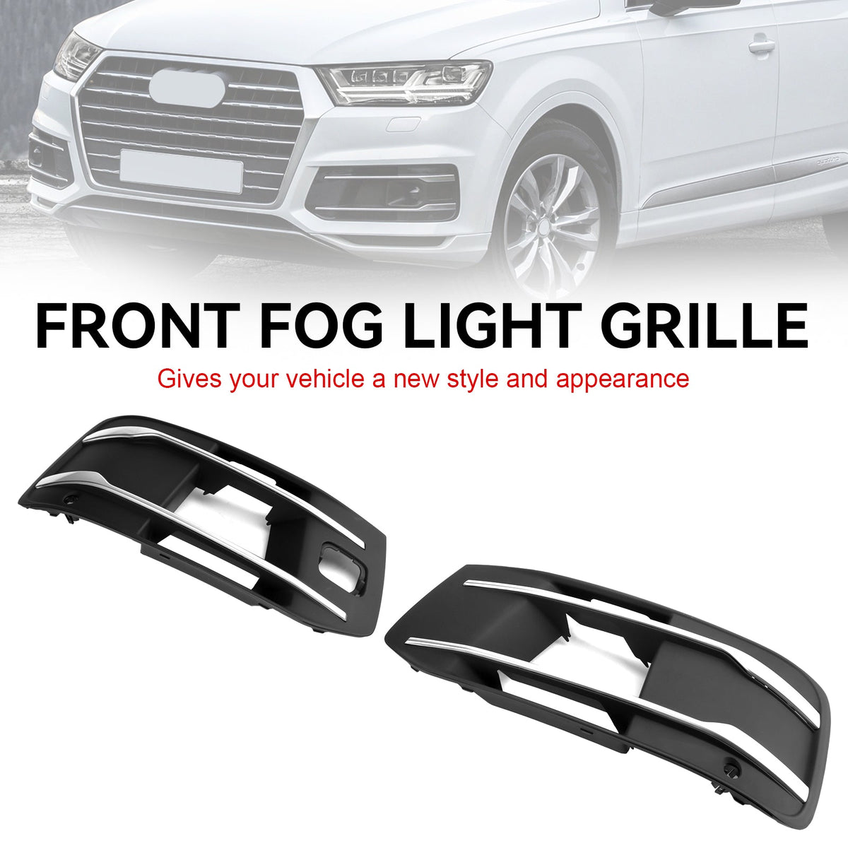 2016-2019 Audi Q7 Front Bumper Fog Light Grille Bezel Insert (4M0807682T4W3 / 4M0807682AAEFA)