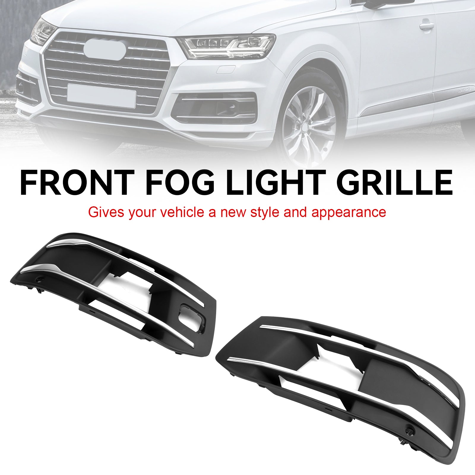 2016-2019 Audi Q7 Front Bumper Fog Light Grille Bezel Insert (4M0807682T4W3 / 4M0807682AAEFA)