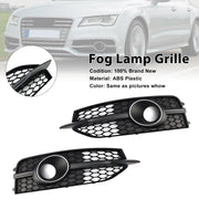 2012-2015 Audi A7 S-Line S7 Black Front Bumper Fog Light Grille Cover
