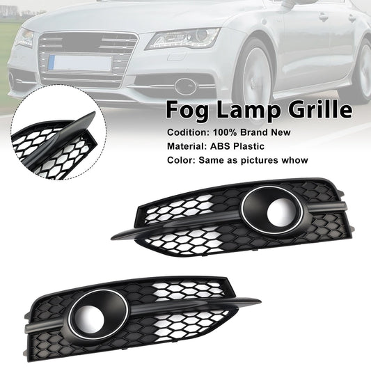 2012-2015 Audi A7 S-Line S7 Black Front Bumper Fog Light Grille Cover