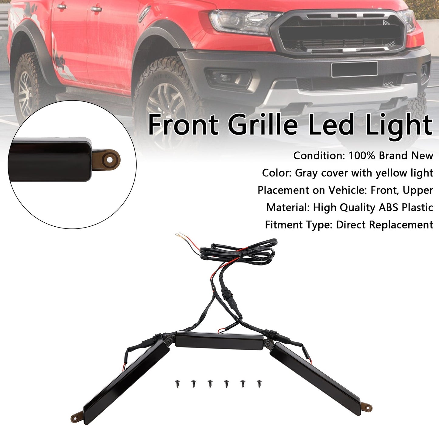 2019-2023 Ford Ranger T8 Ranger Raptor Style Front Bumper Grille Grill Led Light Generic