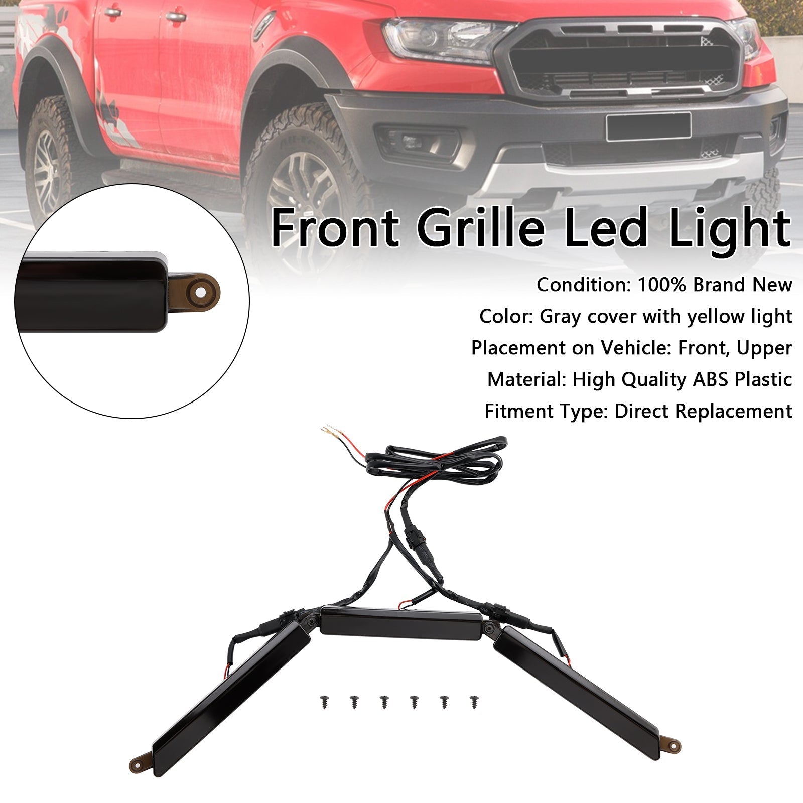 2015-2019 Ford Ranger T7 Ranger Raptor Style Front Bumper Grille Grill Led Light Generic