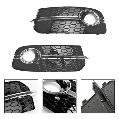 2013-2017 Audi Q5 Standard Version Front Bumper Fog Light Grille Grill — Pair (8R0807681M / 8R0807682J)